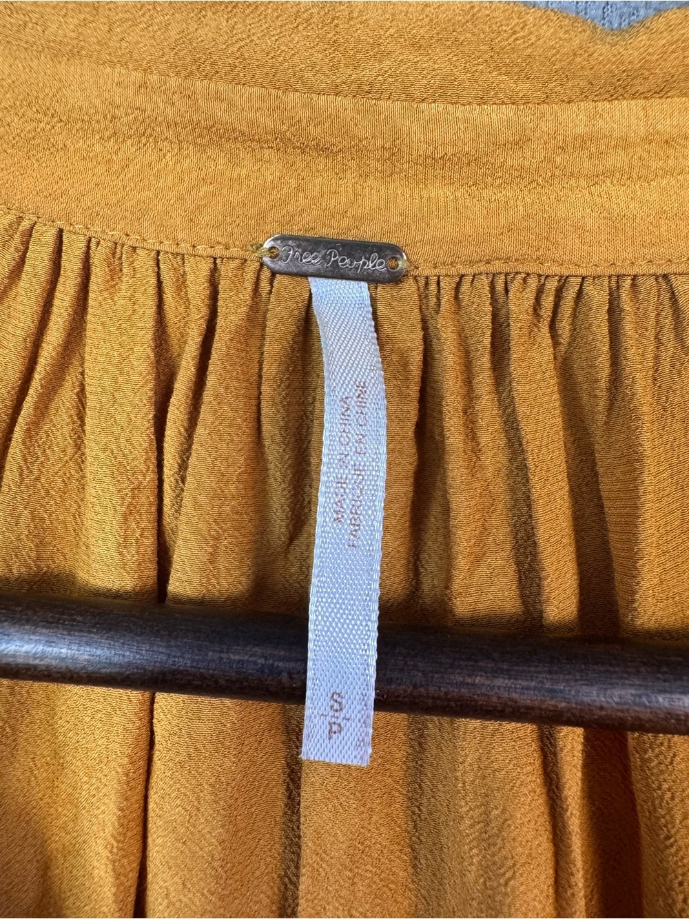 Free People Boho Mustard Yellow Gathered Waist Front Pocket Tunic Dress, S - Picture 4 of 14